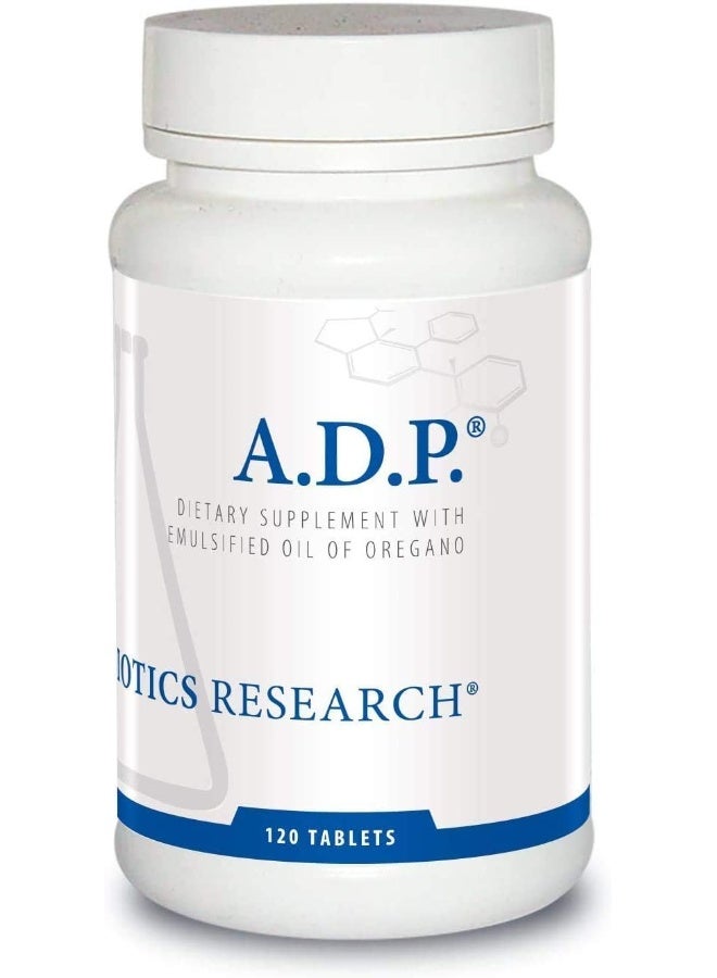 BIOTICS ADP Highly Concentrated Oil Of Oregano, Optimal Absorption And Delivery. Antioxidant, Supports Microbial Balance, 120 Tabs - Image 1